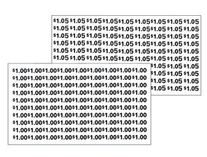 Automatic Products price labels sheet $1-$1.05 (NEW)