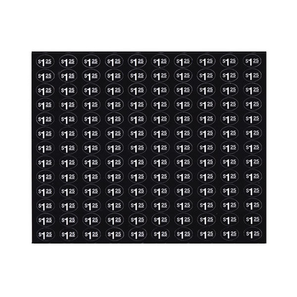 Generic Price Sticker Price stickers generic soda, snack $1.25 (black) (NEW) - Vending World