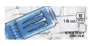 Monster Energy Ultra Blue can on ice small size flavor strip